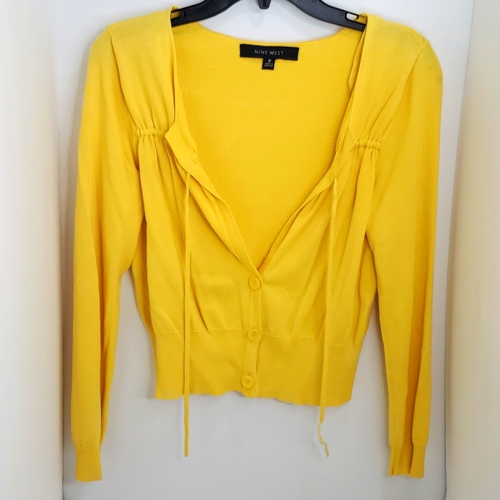 Nine West Women Cardigan, Size Medium, Yellow
